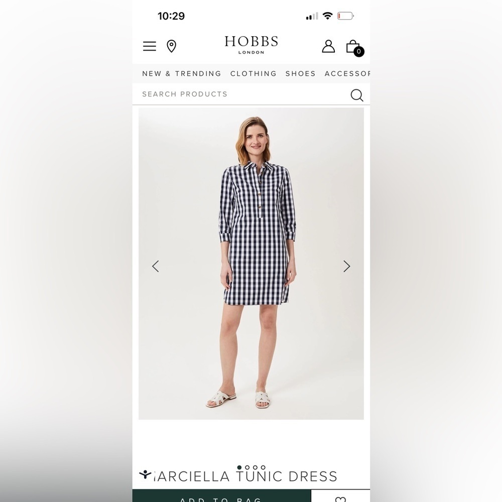 Hobbs London Marciella tunic dress checkered blue